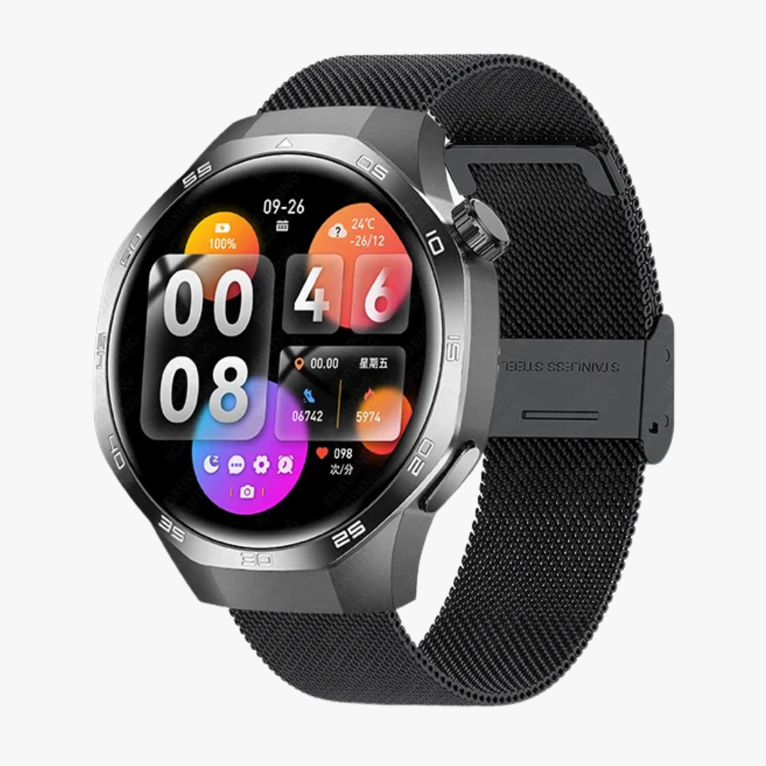 Orthowatch® Montre Connectée Homme Design aux Lignes épurées, Programmes d'entraînement de Pointe, Suivi de la santé, ECG, Jusqu'à 14 Jours d'autonomie, iOS & Android