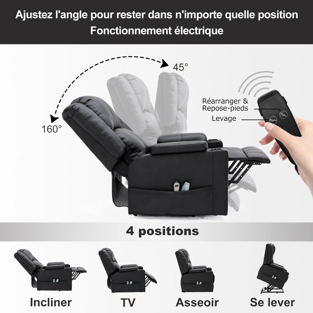 L'Élégant｜Fauteuil Releveur avec Massage & Chaleur Ciblée