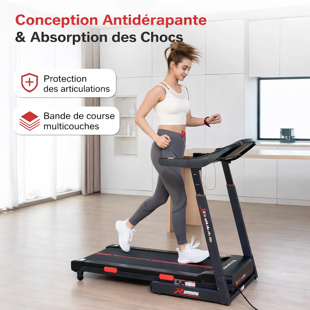 Tapis de Marche Pliable | Course Légère | 15km/h | Large Bande de Course & Écran intégré