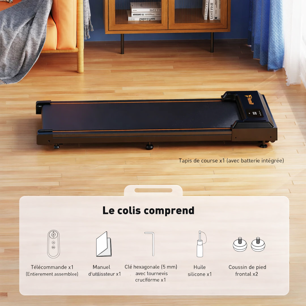 Tapis de Marche Bureau | Pliable | Compact & Antidérapant | Amorti Anti-Chocs