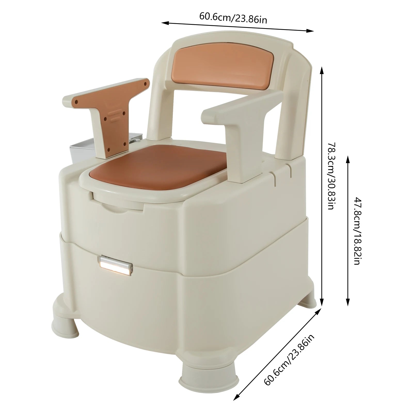 Chaise percée Confort | WC mobile sécurisé avec Lumière Automatique | Charge Max. 200 kg
