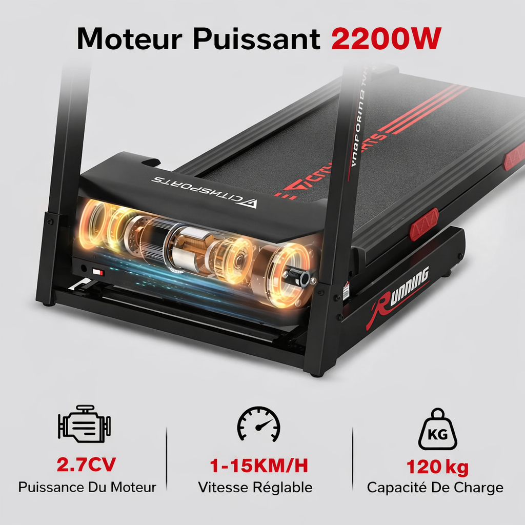 Tapis de Marche Pliable | Course Légère | 15km/h | Large Bande de Course & Écran intégré